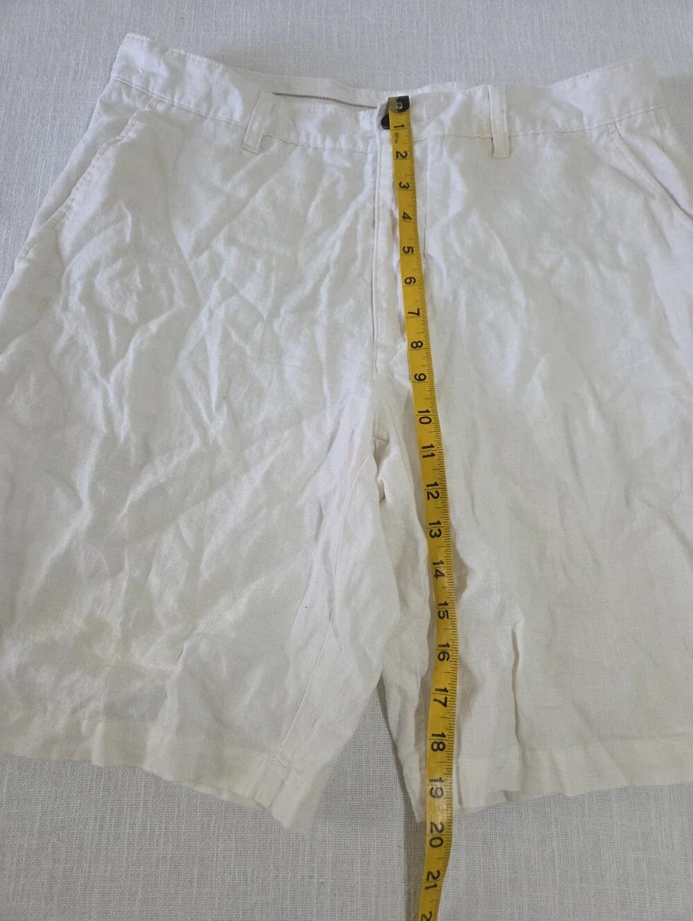 Tasso Elba Men's Cream Flat Front 100% Linen Shorts 33 Inch Waist